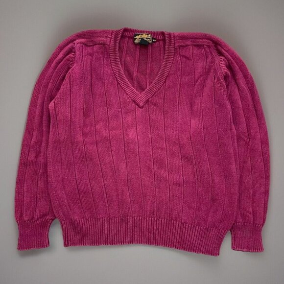 Vintage Men's Red Cotton Sweater Eddie Bauer Medium - Picture 1 of 4
